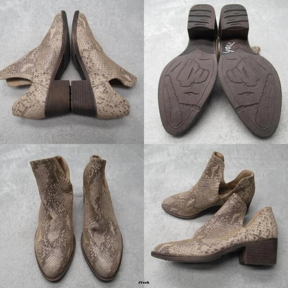 Volatile Boots Womens 6 Gray Faux Snakeskin Pull-On Block Heel Western Ankle